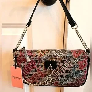 Juicy Couture チェック柄 ハンドバッグ Juicy Couture Blue Checked Gingham Purse Cotton Leather